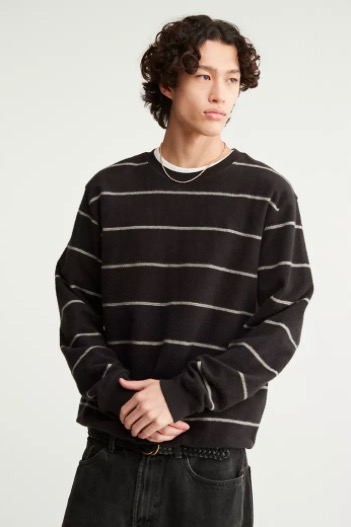 Men's striped black long sleeve model