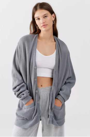 Women's gray cardigan model