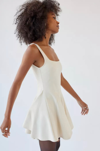 Women's white dress model