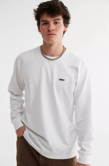 Men's white long sleeve model